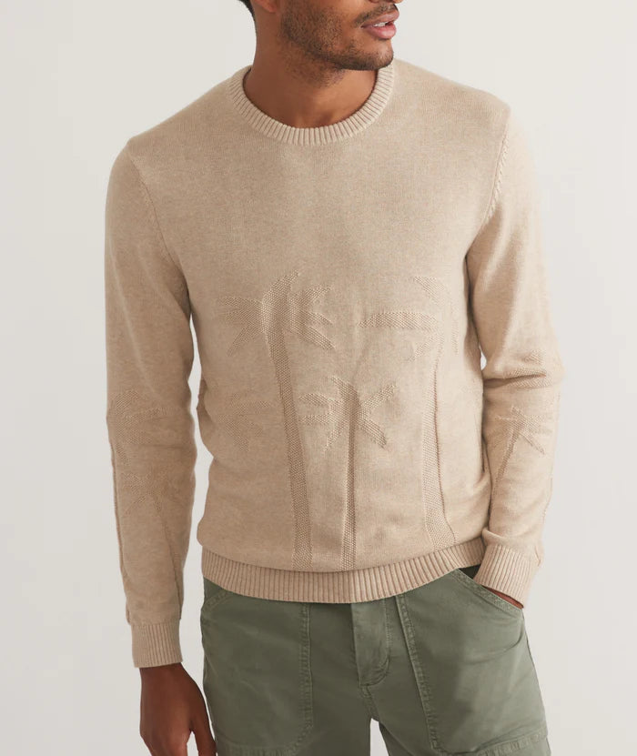 Front view of the Marine Layer Scenic Crewneck Sweater in the color Oatmeal