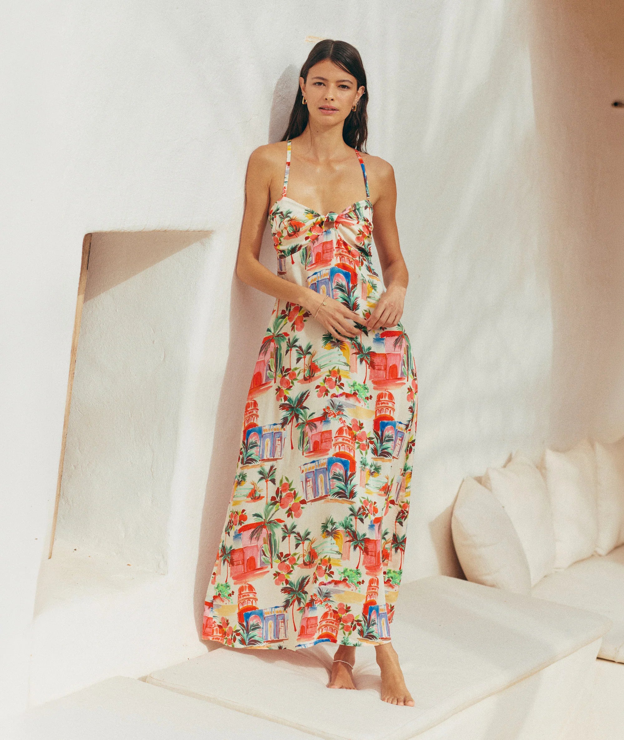 Marine Layer Paloma Halter Dress Palmas Print / M