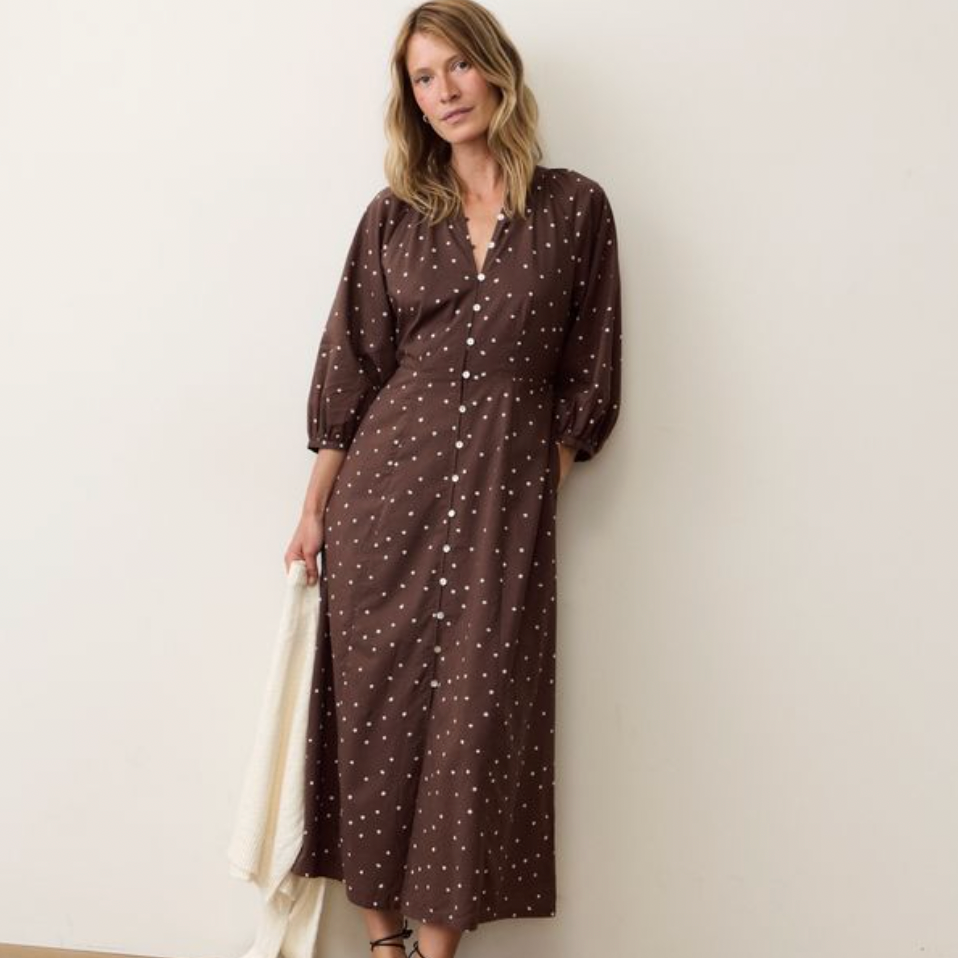 burlington maxi dresses Women's Willow Dress | Chocolate Polka Dot Size:4XL - UK Womens Size 20 Mexican Chopped Salad with viavia
