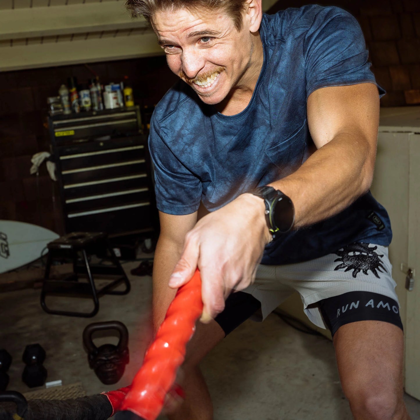 The Roark Mathis Pocket Short Sleeve Active Tee is available at Harbour Thread in the color Navy Tie Dye