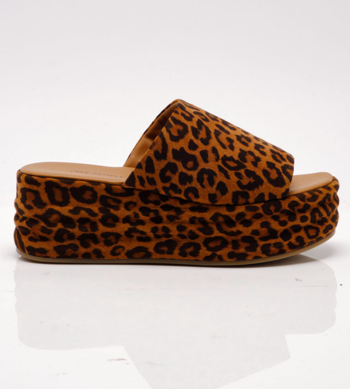 Suede leopard print platform slide sandals from Free People