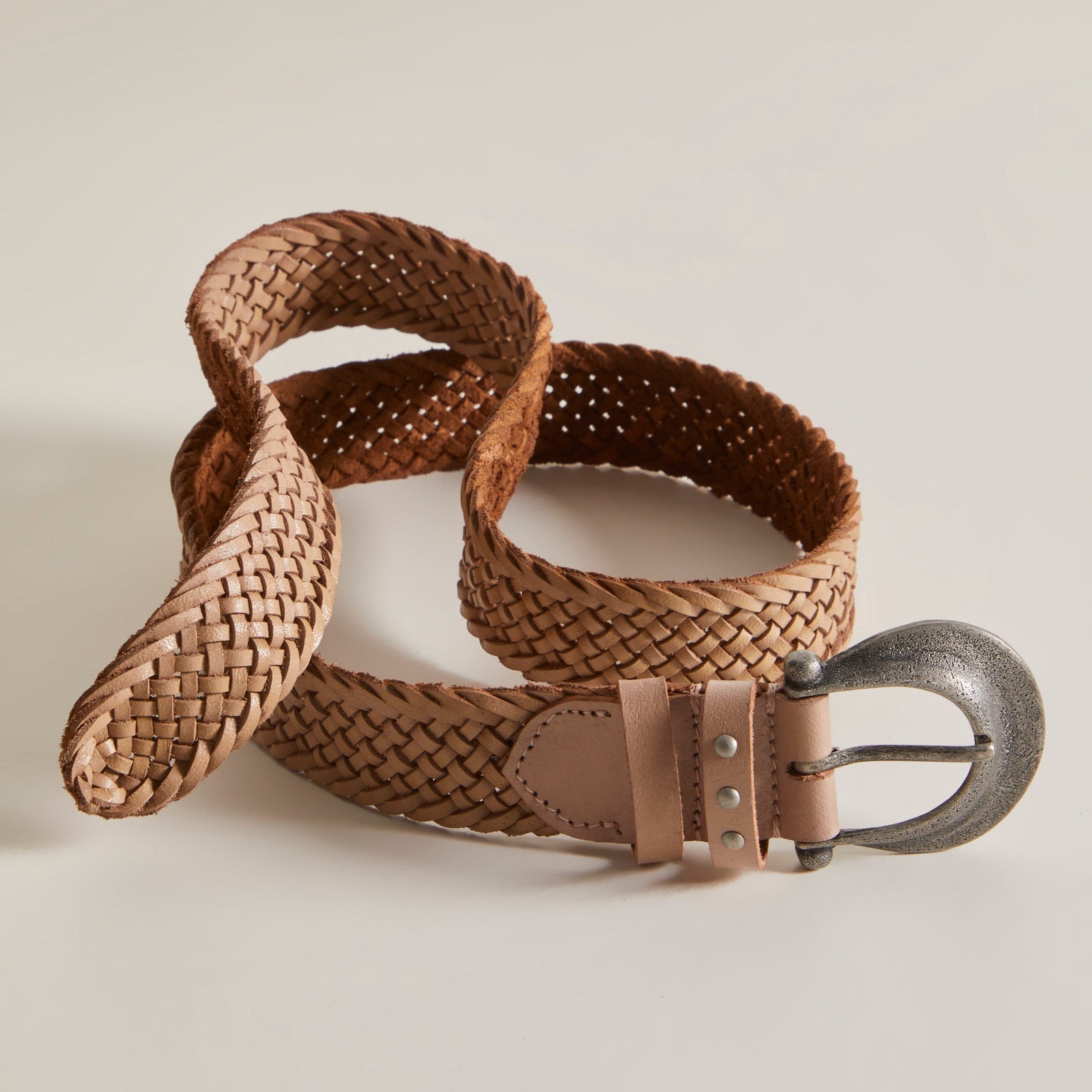 Free People On Point Leather Belt Taupe S/M Rustic Artisan 