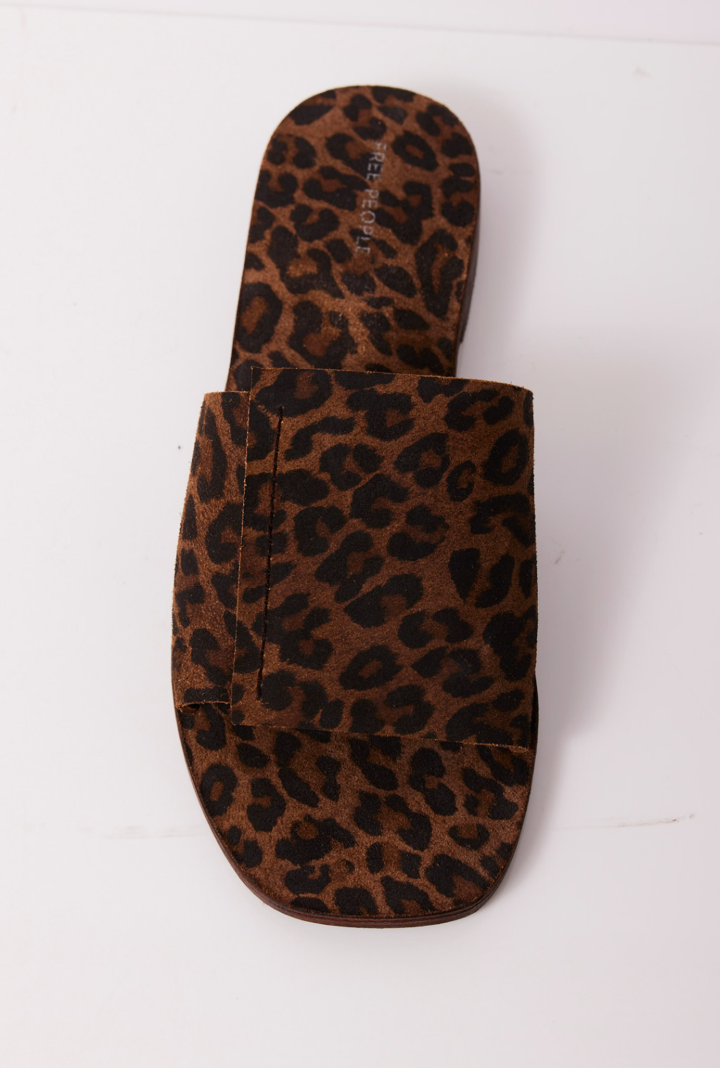 Dark leopard print slide sandals from Free People