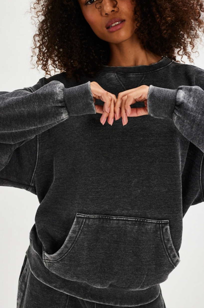 black pullover sweatshirt with kangaroo pocket