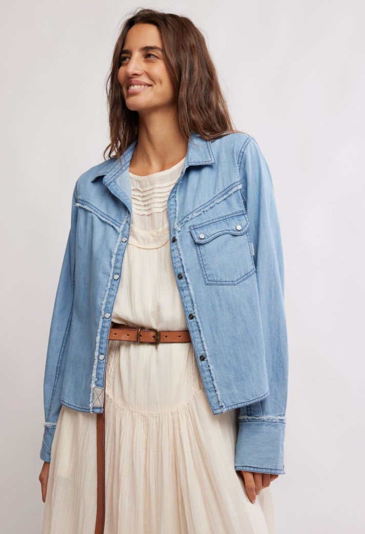 The Free People Shrunken Denim Indigo Top at Harbour Thread