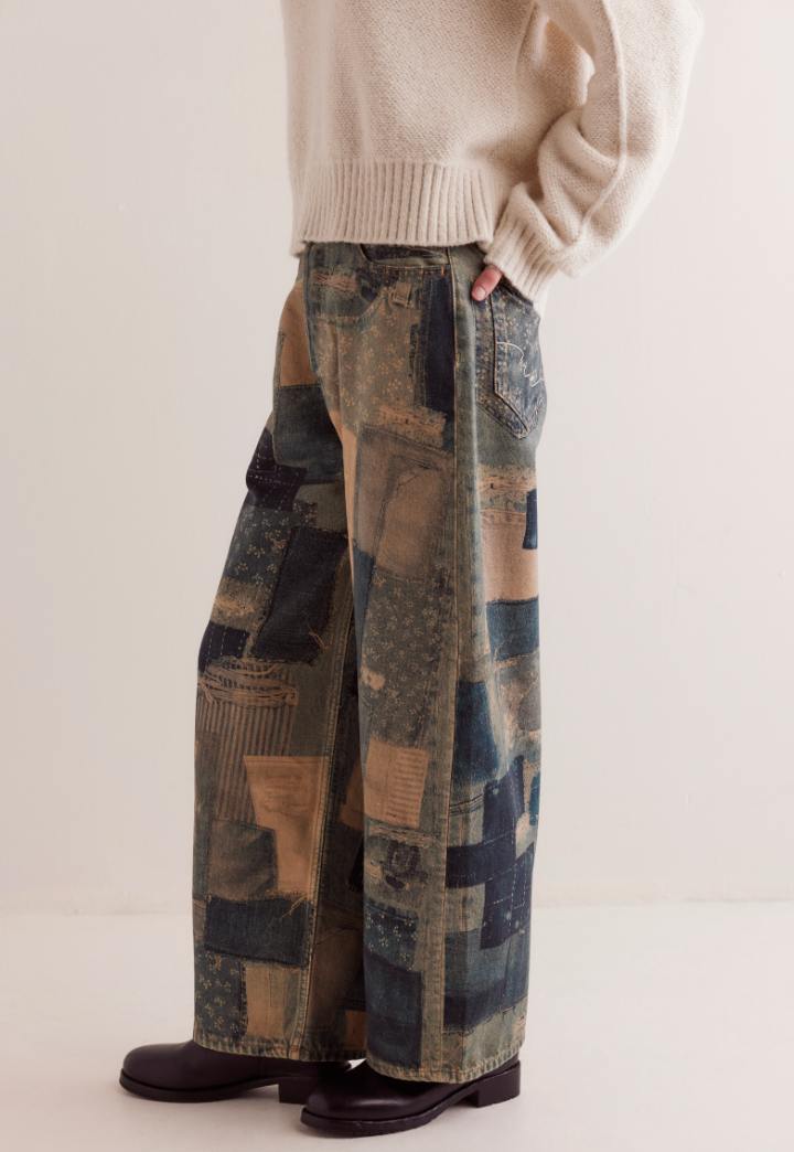 Free People Illusions Printed Relaxed Jeans