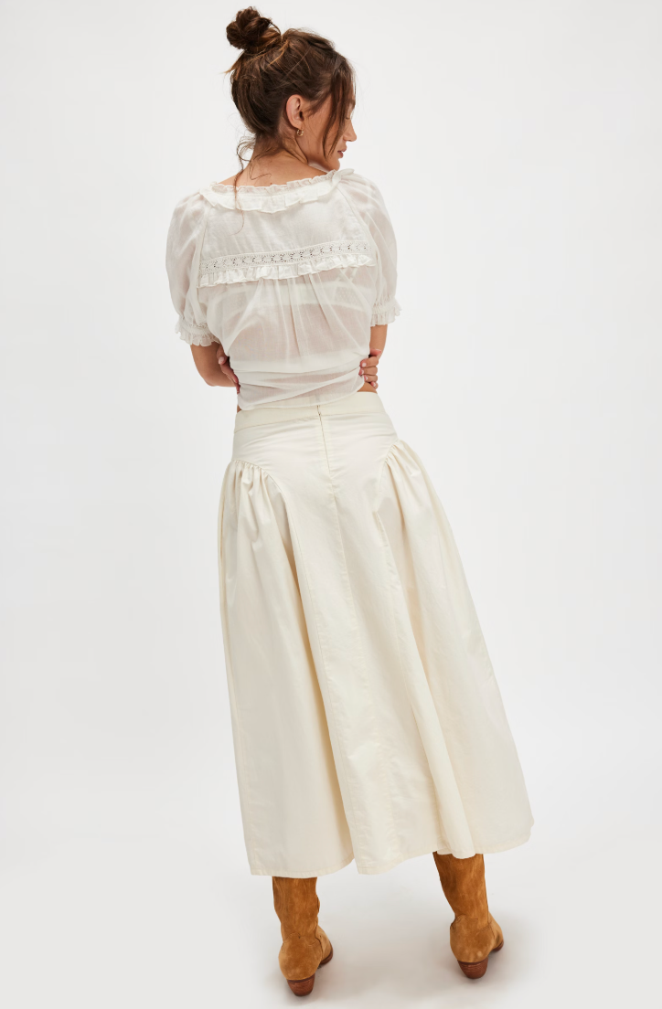 Off-white cotton poplin skirt from Free People