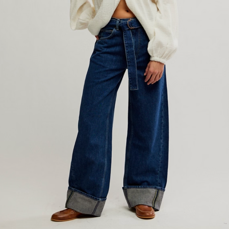Enjoy the retro-inspired Free People East Bay Cuffed Jeans for versatile women's denim, now at Harbour Thread women's boutique in Burlington, VT.