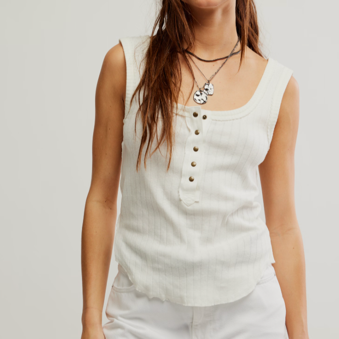 Shop the White Free People Bryson Henley Tank at Harbour Thread