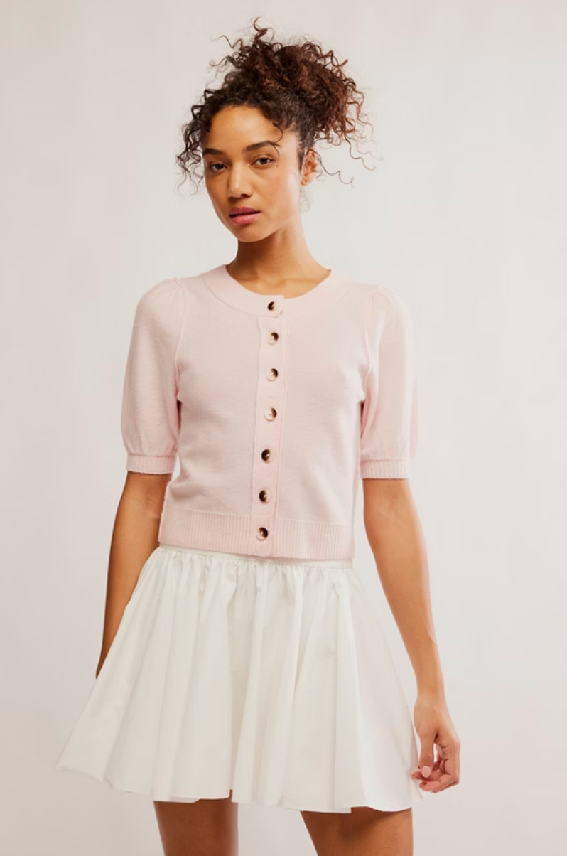The Free People Isla Solid Cardi is available at Harbour Thread in the color Pale Pink