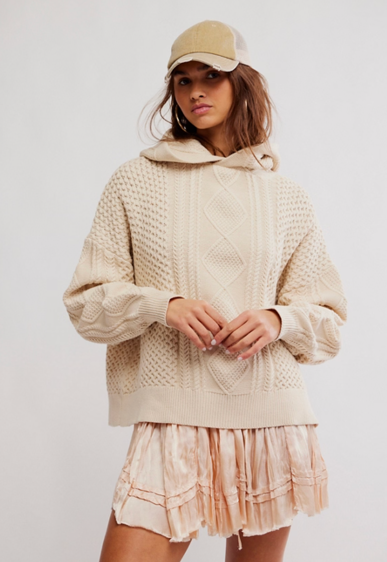 Elevate cozy, casual style when you wear the Free People Explorer Cable Hoodie. Find yours at Harbour Thread boutique in Burlington, VT.