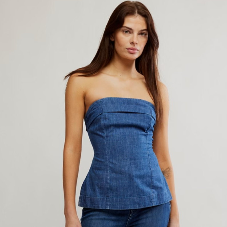 Shop the Free People Lora Denim Tube Top at Harbour Thread women's boutique