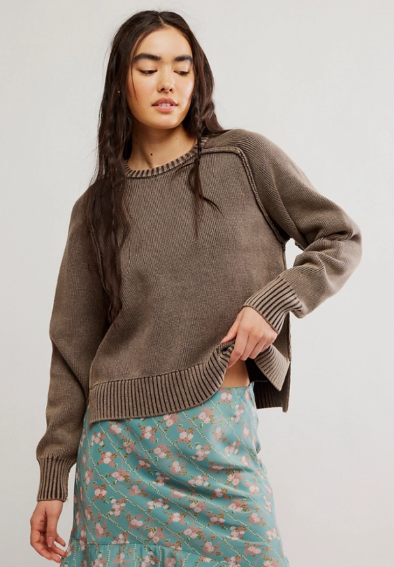 The Free People Spring Street Pullover in French Chocolate