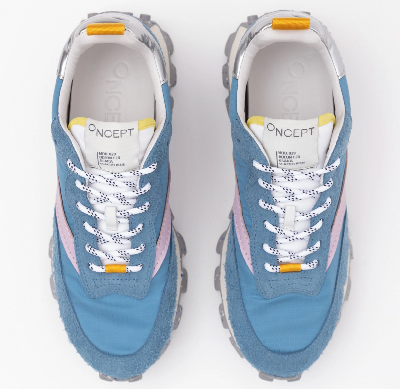 Top view of the Glacier Blue Osaka lug bottom trainer sneaker by Oncept