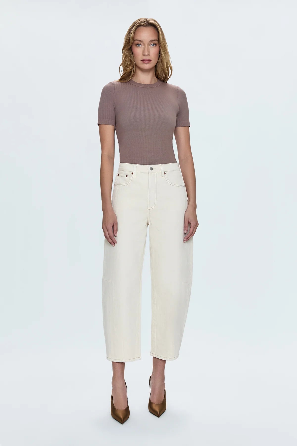 The Eli High Rise Barrel Women's Jeans from Pistola are available in the color Ecru at Harbour Thread.