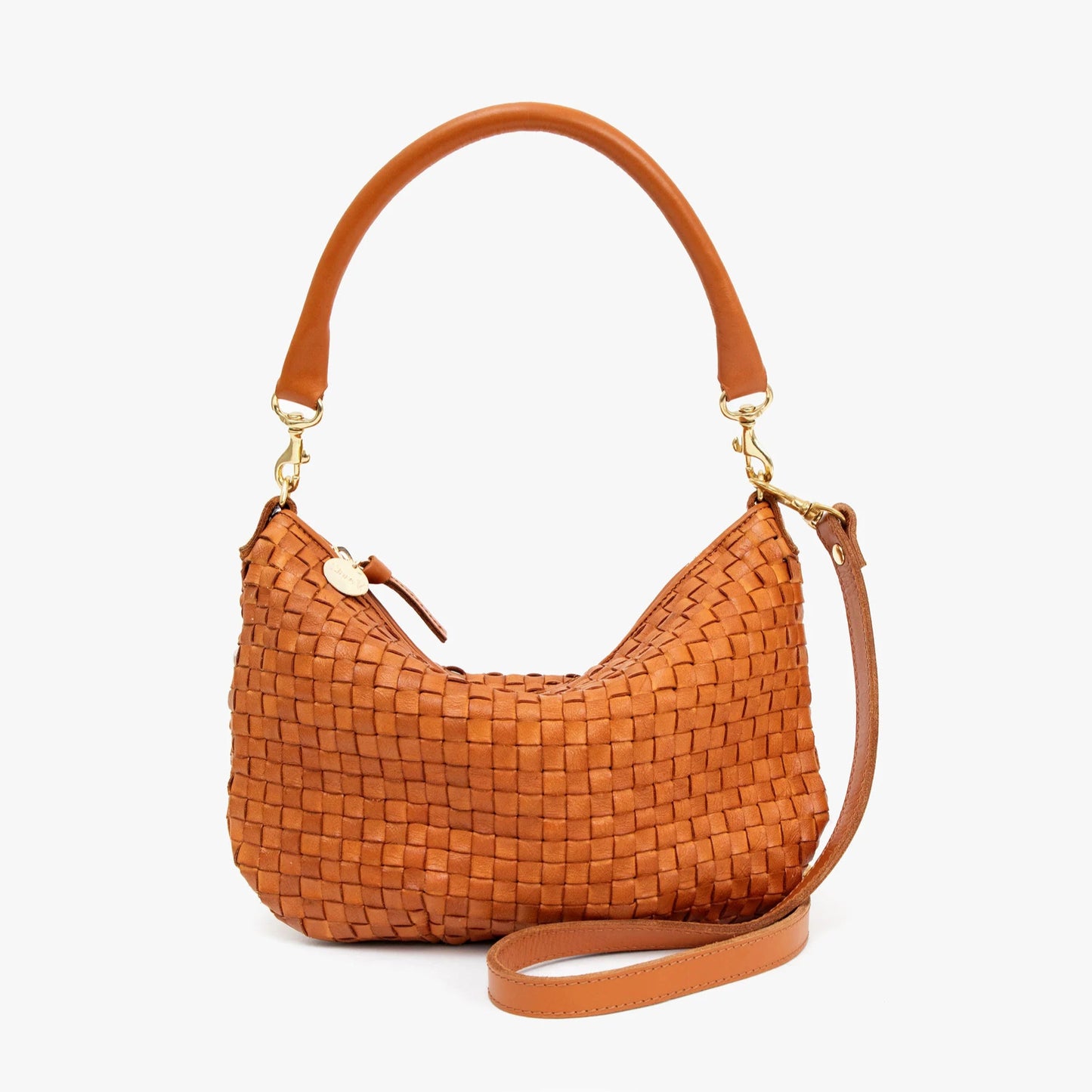 Natural Woven Checker Petit Moyen Messenger from Clare V.