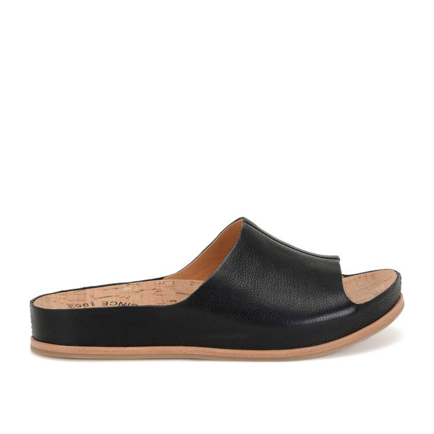 Women's black leather slide sandal