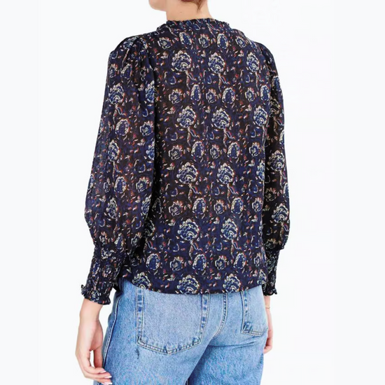 Back view of the M.A.B.E. Seren Printed Long Sleeve Top, sold at Harbour Thread