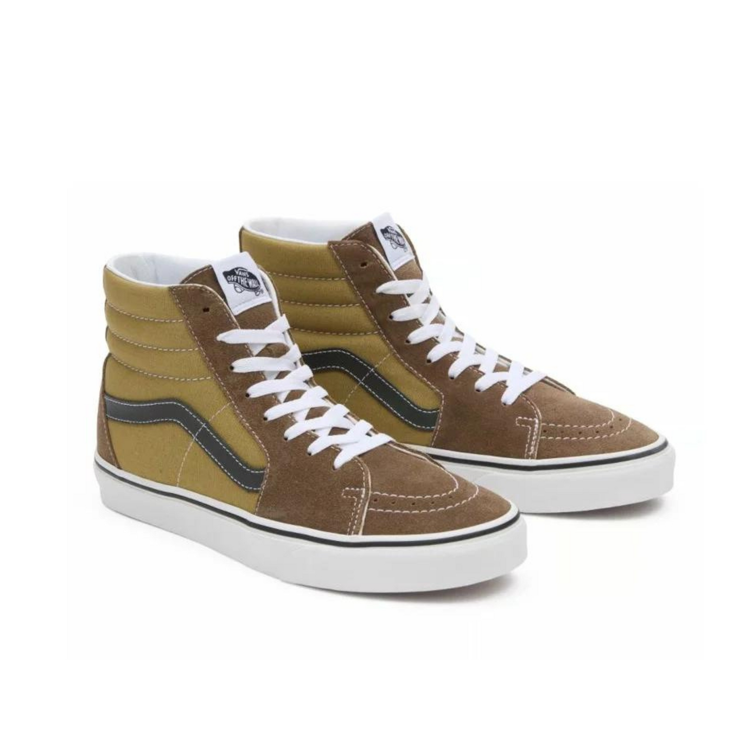 Vans Men's Sk8-Hi Canvas Suede Sneaker in the color Brown Multi