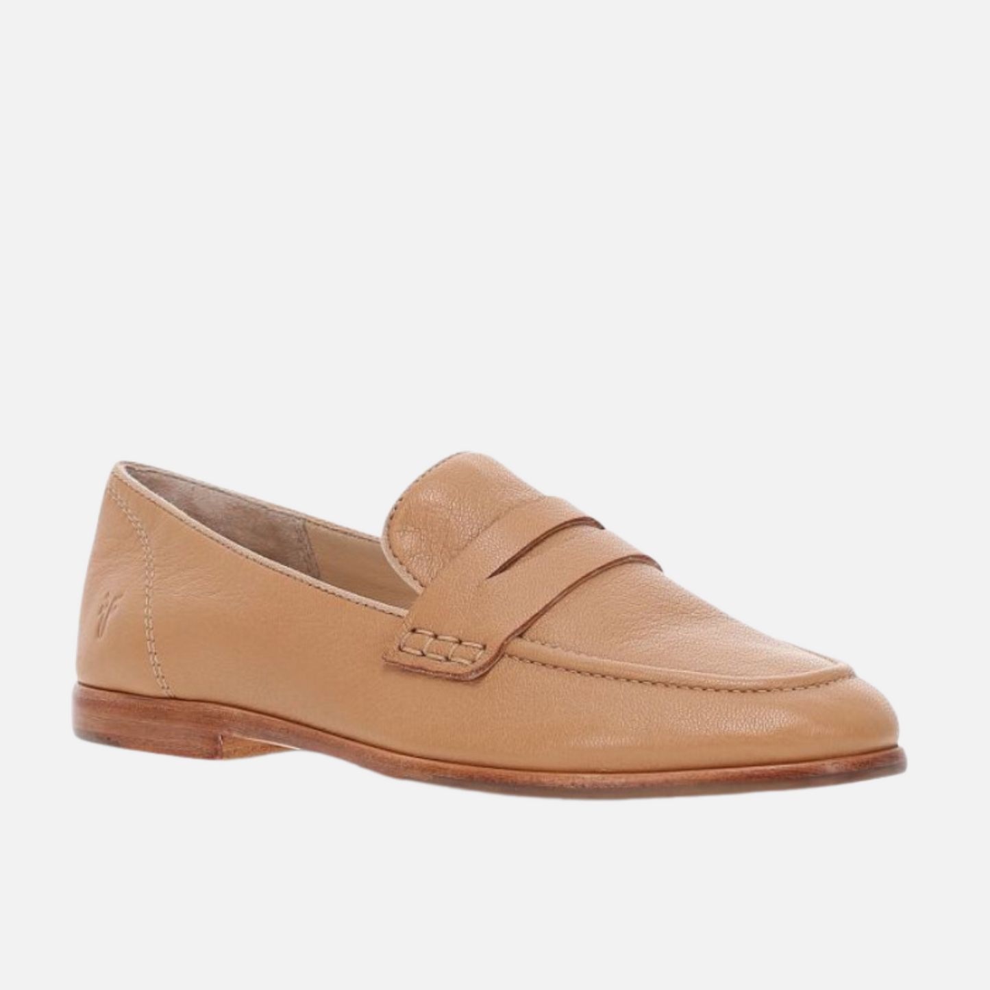 This women's tan leather loafer from Frye offers classic loafer styling with a feminine silhouette. Shop this versatile shoe at Harbour Thread