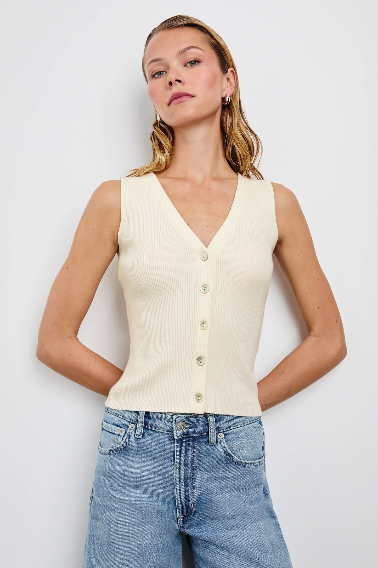 The Rosa Vest in Ivory by Rails