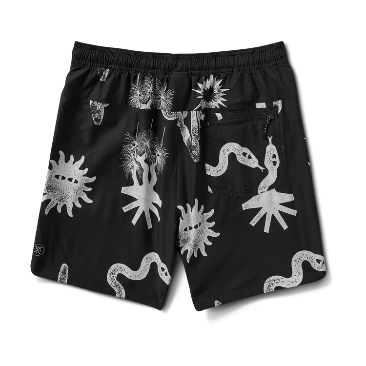 Men's black Roark activewear shorts with white prints
