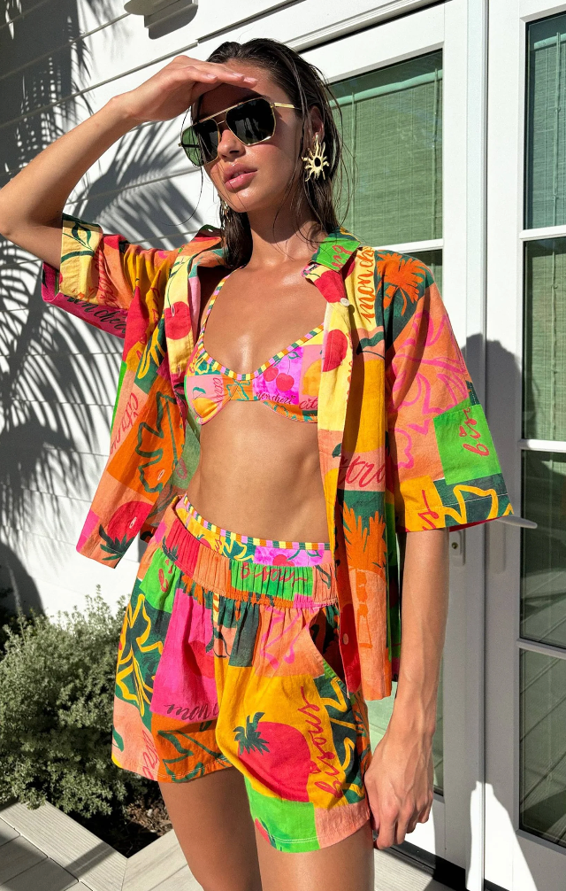 These fun pull-on shorts from Beach Riot are bursting with bold colors and tropical vibes for the summer. Shop them at Harbour Thread women's boutique!