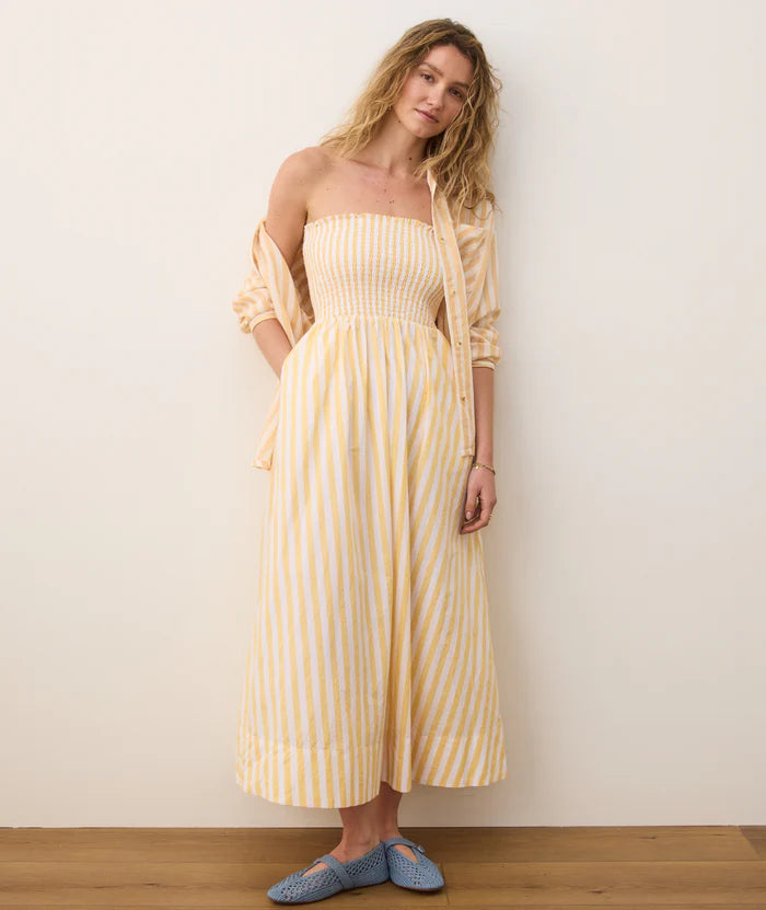 The Marine Layer Sutton Strapless Maxi Dress offers a light and breezy fit that's crafted from cotton poplin