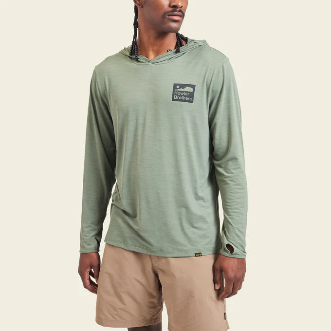 The Howler Bros HB Tech Hoodie in the color Agave