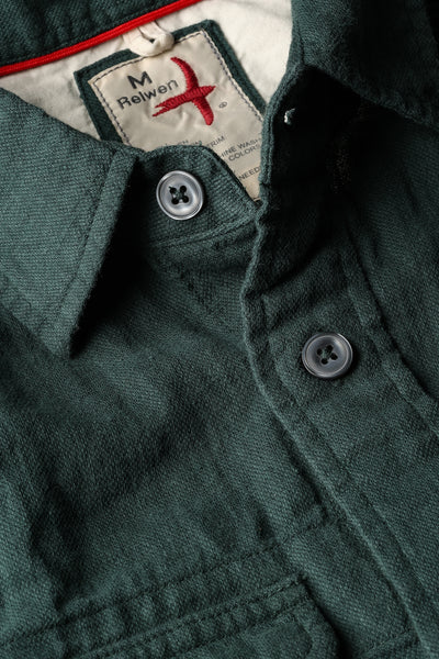 Men's green button up shirt