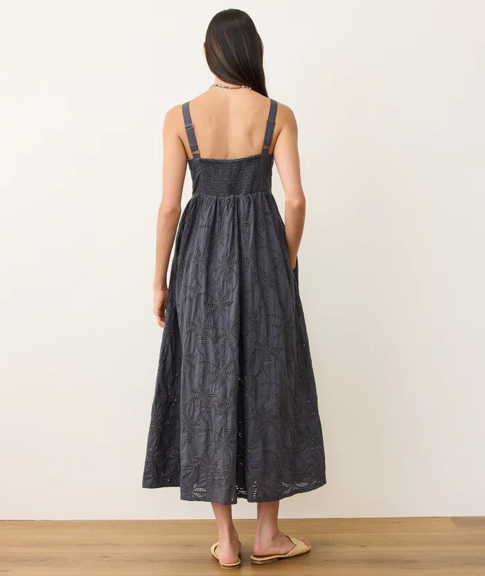 Shop the Marine Layer Rosette Eyelet Dress in the color Indigo at Harbour Thread.