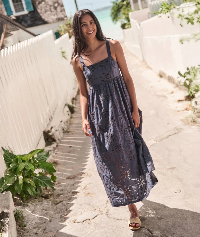 Effortless go from day to night in the Marine Layer Rosette Eyelet Dress, now at Harbour Thread women's boutique in Burlington, VT for your summer style.