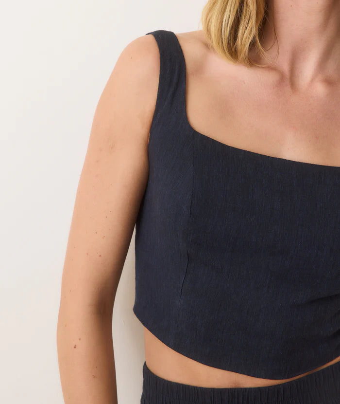 cropped square neck hemp blend tank