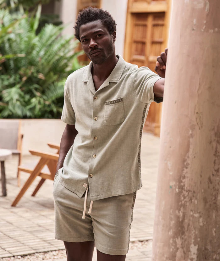 The Marine Layer Embroidered Resort Shirt is available at Harbour Thread in the color Shadow
