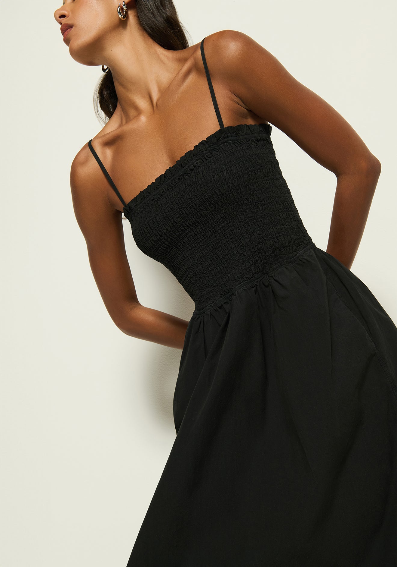 Nation LTD Sibelle Smocked Midi, Jet Black S