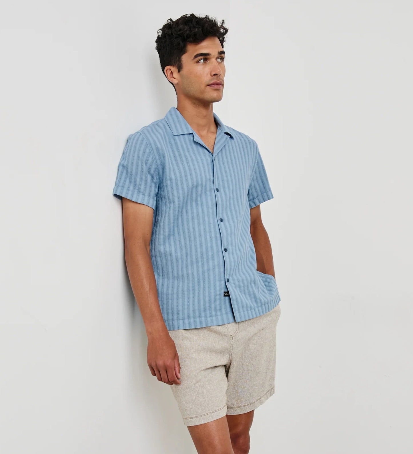 Shop the faded blue short sleeve Sinclair shirt by Rails at Harbour Thread