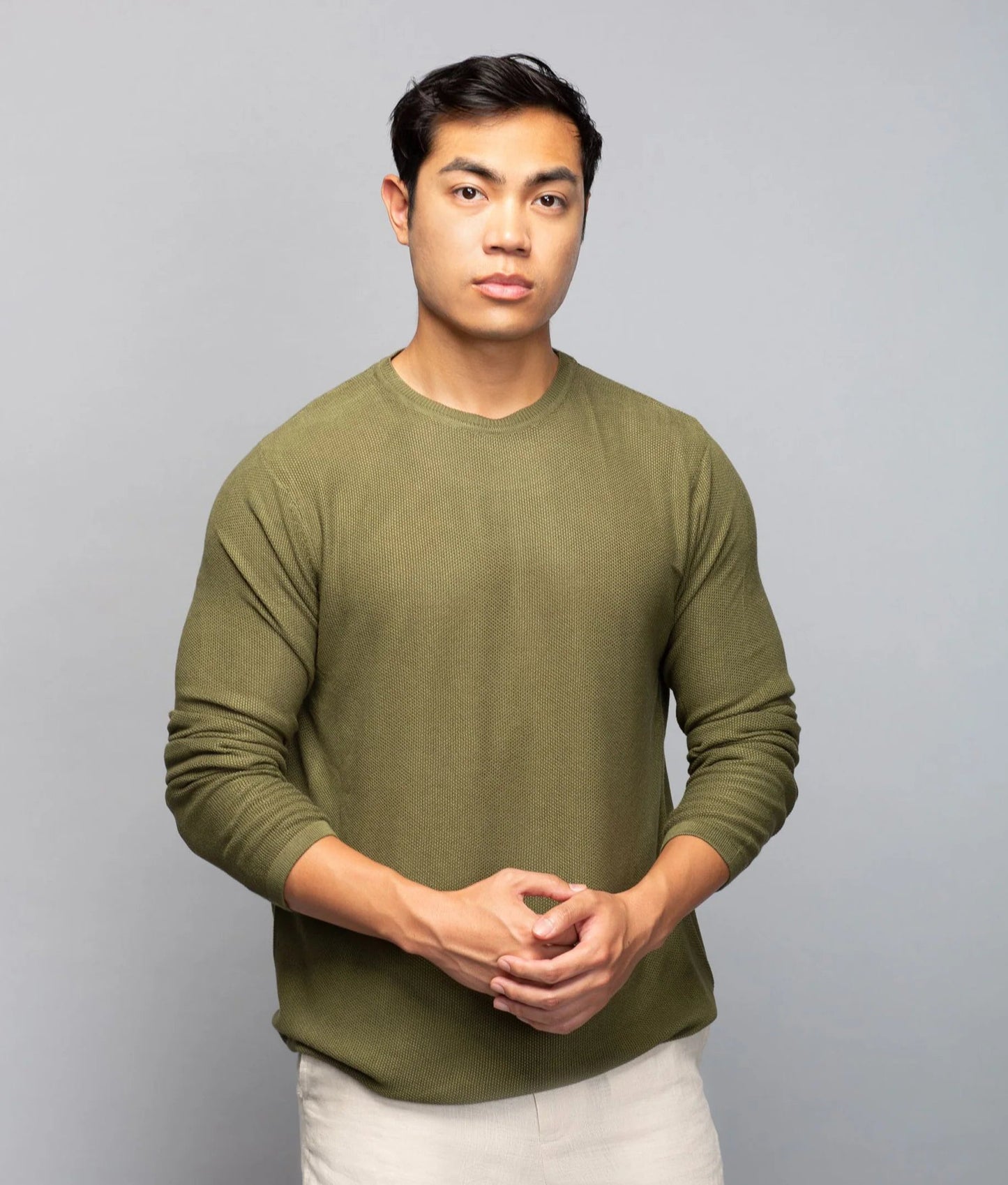 The Army Stitch Note Crewneck Bamboo Knit Sweater