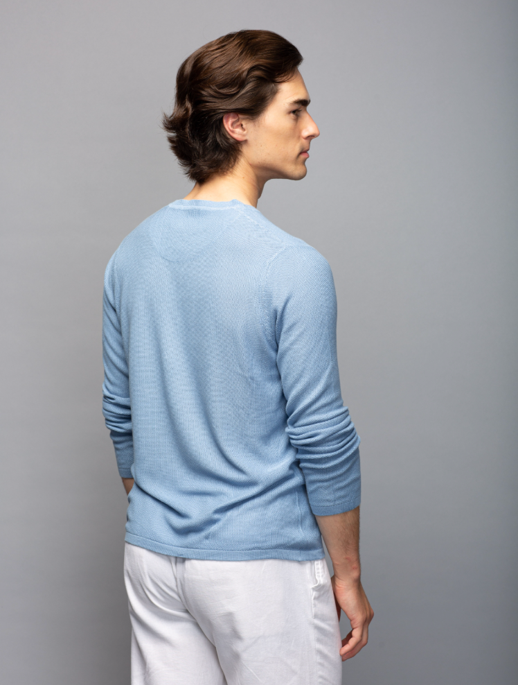 Men's light blue crewneck sweater