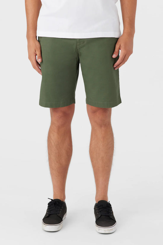 Front view of the O'Neill Jay Stretch 20" Chino Shorts in the color Olive