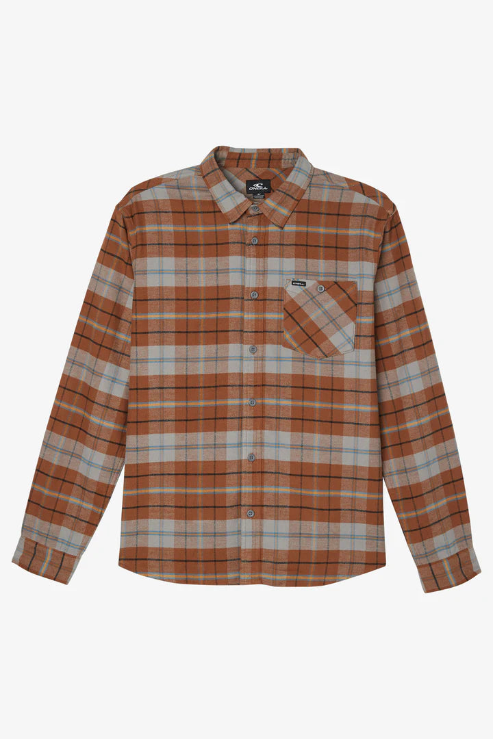 O'Neill Redmond Plaid Stretch Flannel - Med Brown