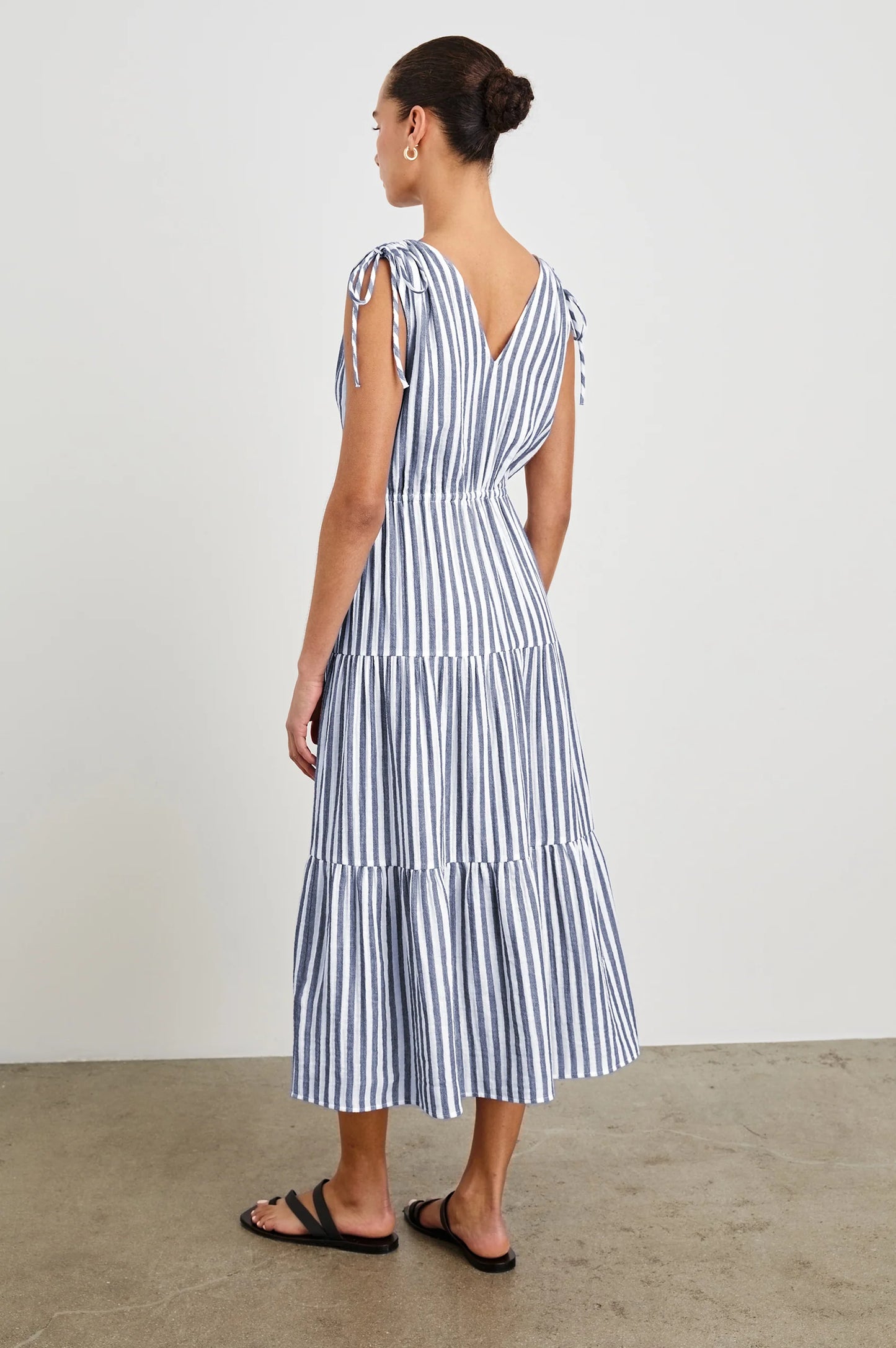 Striped sleeveless midi dress