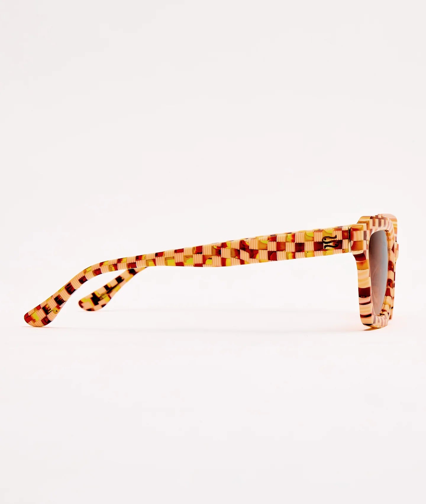 Find women's chic checkered square frame sunglasses by SARDINE at Harbour Thread women's boutique.