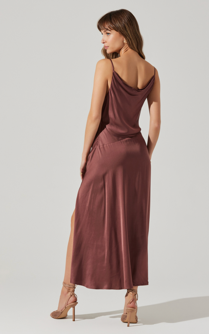 Back view of the Mulberry Glynis Cowl Neck Midi Dress by ASTR