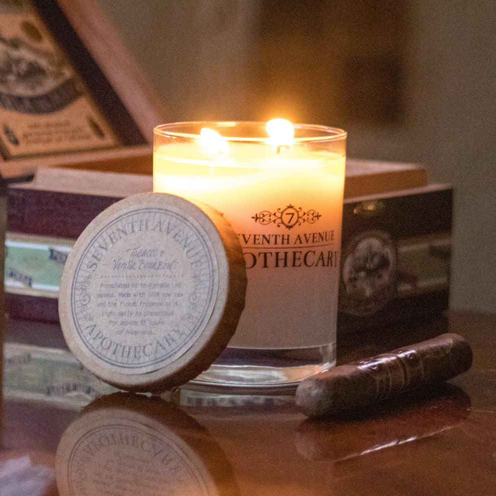 Relax at home with the Tobacco + Vanilla Bourbon  Soy Wax Candle by Seventh Avenue Apothecary at Harbour Thread boutique.