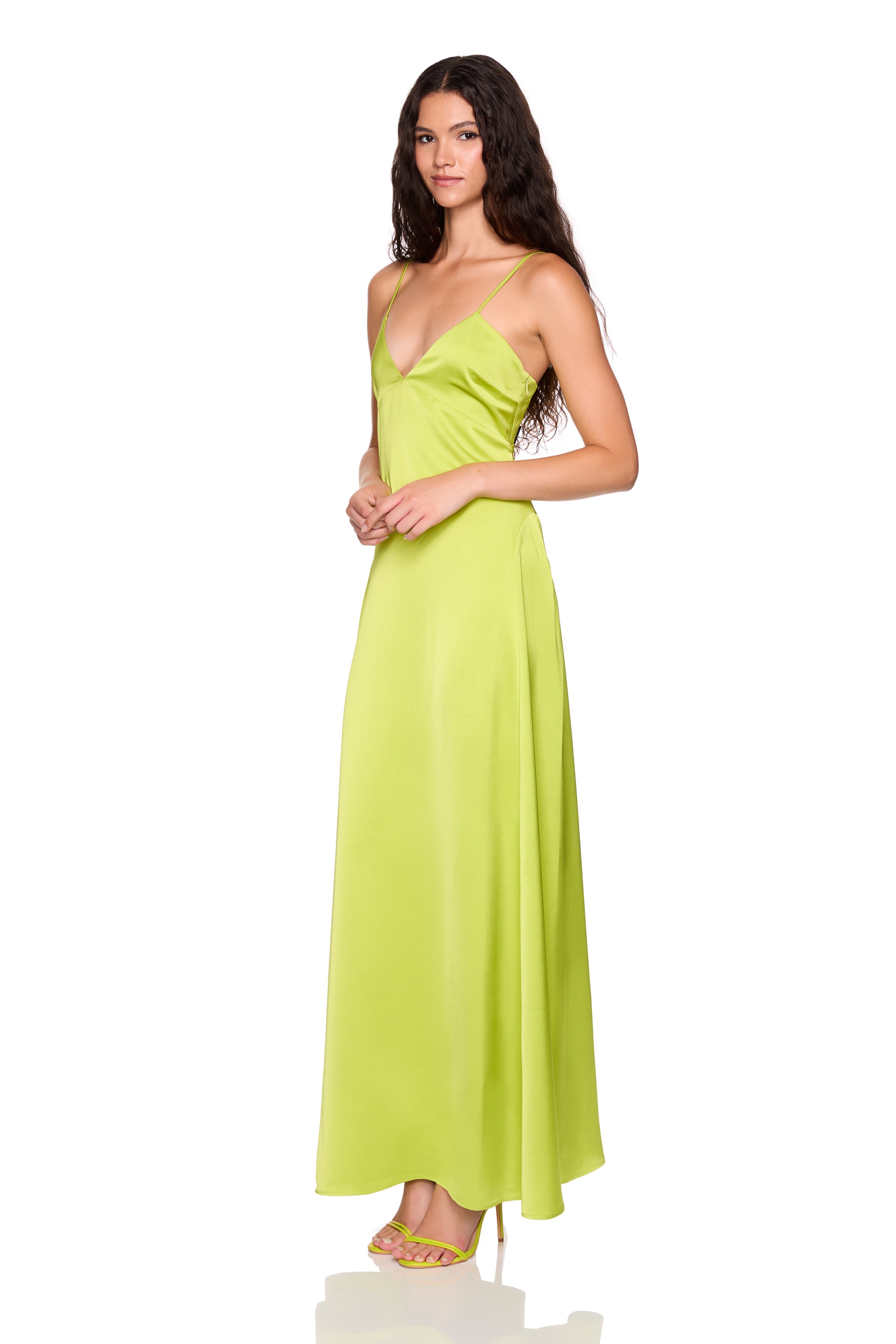 Susana Monaco Satin Slip Dress in Green
