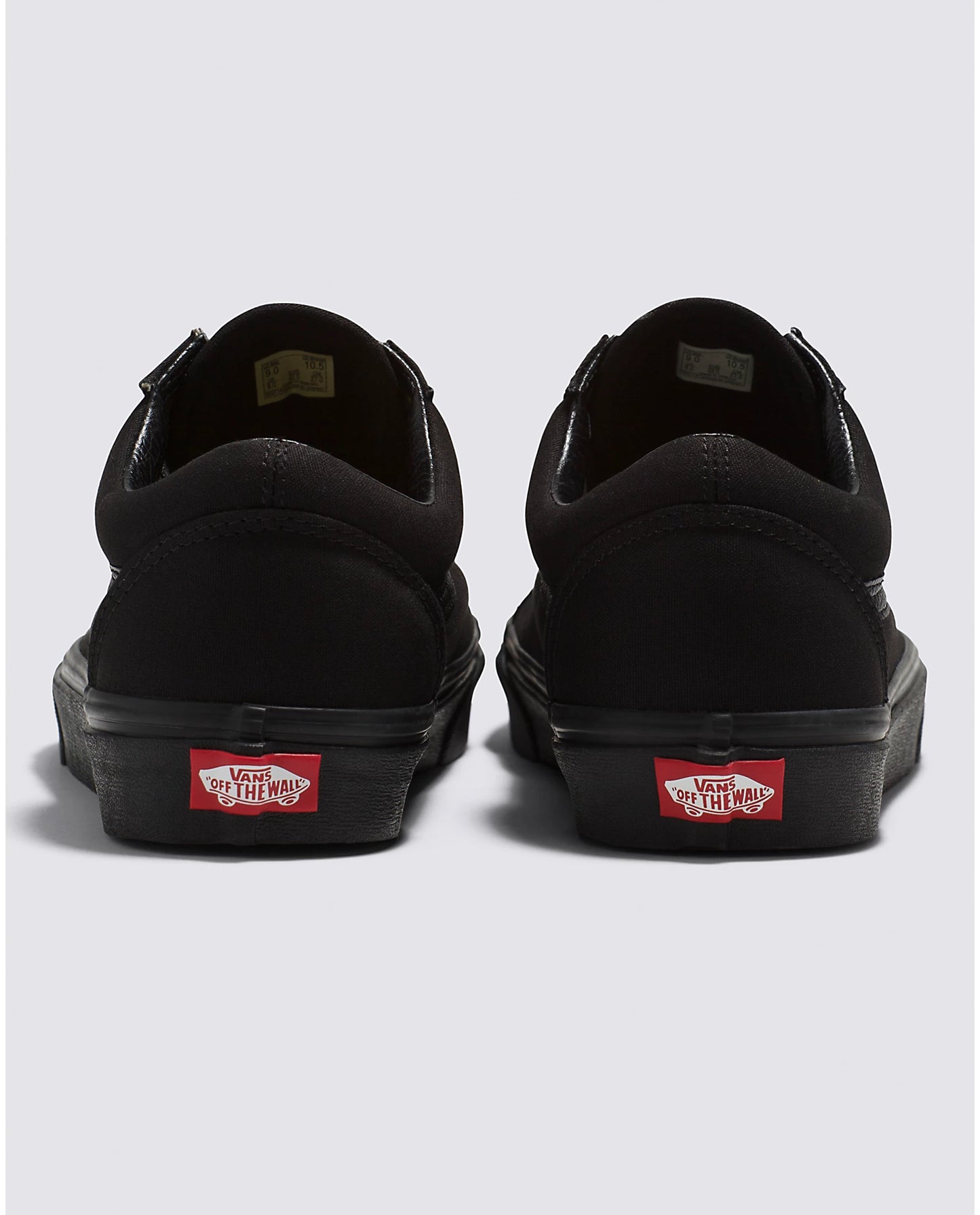 Back view of the Vans Men's all black Canvas Old Skool Sneaker
