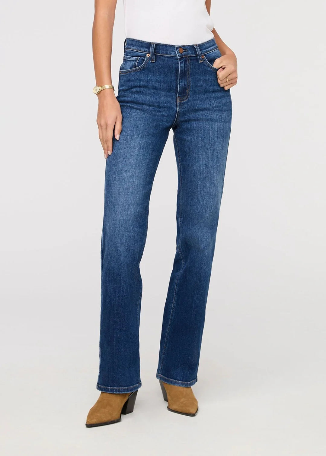 DUER Women's Performance Denim+ High Rise Straight Jeans in Blue Maize