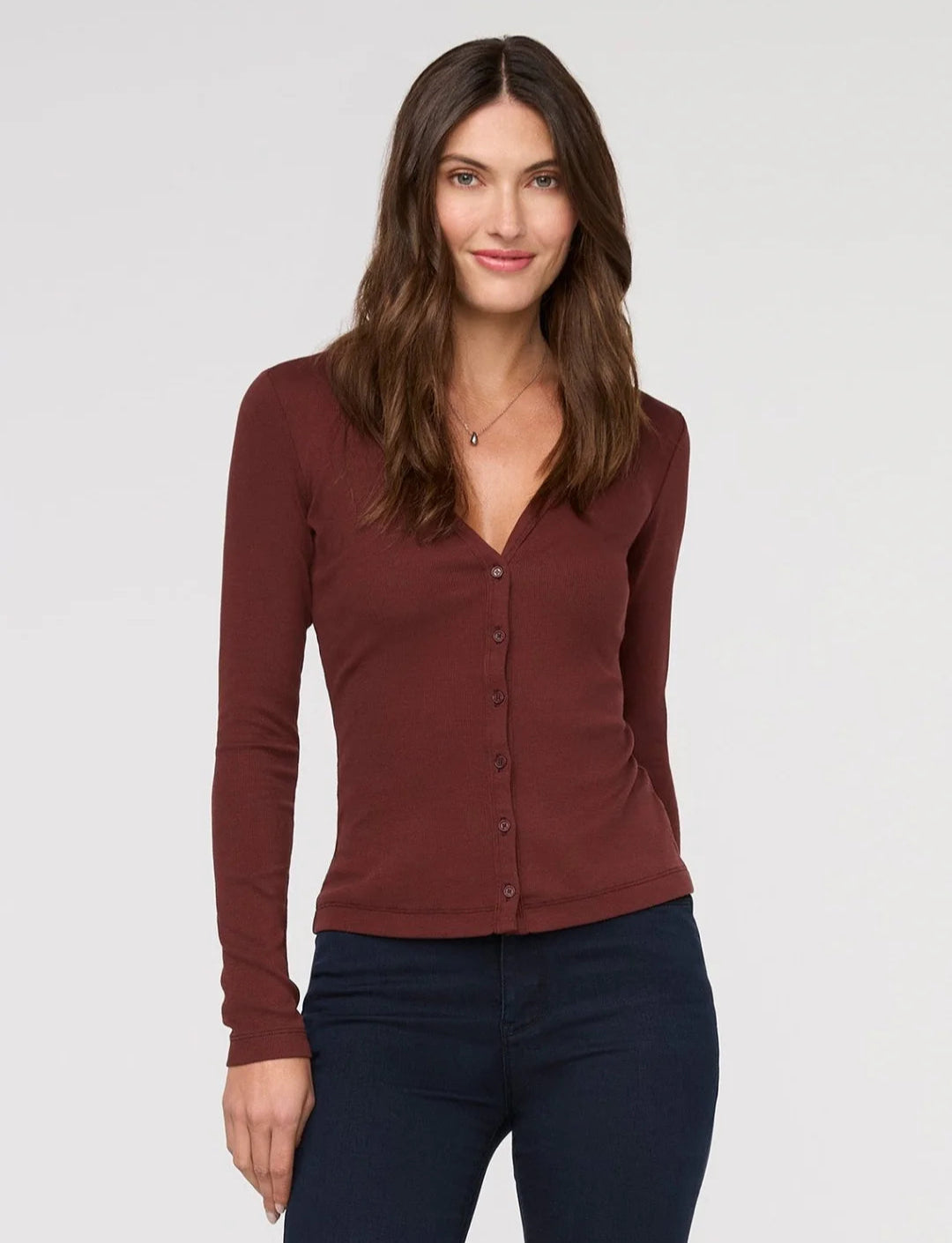 The DUER Ribbed Pima Fitted Button Down in the color Rich Maroon