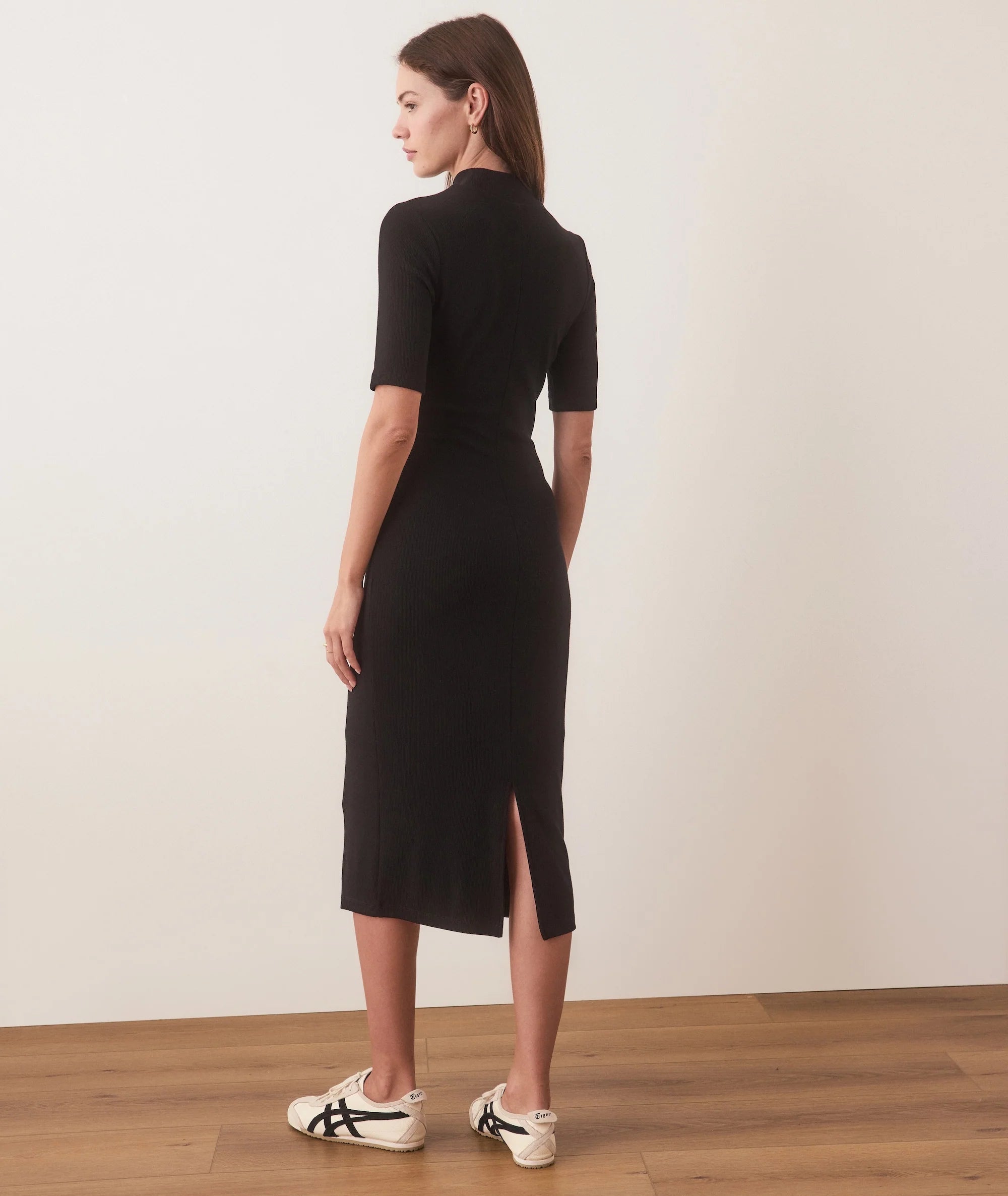 lexi rib fit and flare midi dress Marine Layer Lexi Rib Mock Neck Midi Dress
