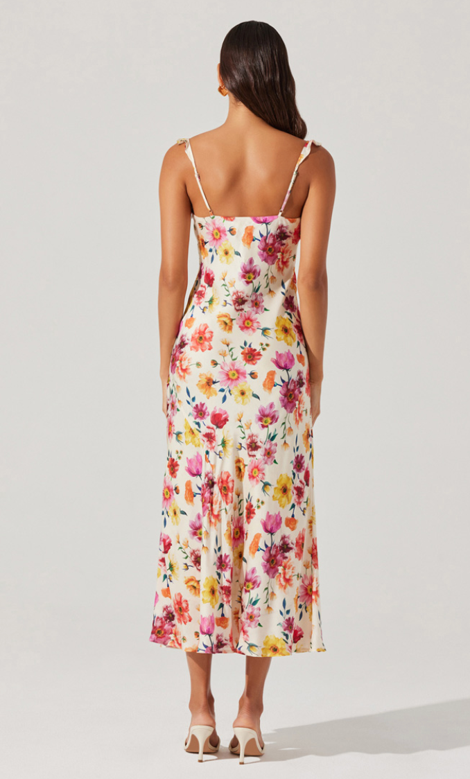 ASTR Zoie Floral Print Midi Dress